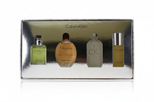 Load image into Gallery viewer, Calvin Klein Men’s Mini Coffret 4-Piece Gift Set Includes: Obsession Men EDT 15ml • Escape Men EDT 15ml • Eternity Men EDT 15ml • CK One EDT 15ml Classic. Versatile. Iconic.