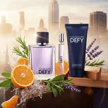 Load image into Gallery viewer, CK Defy 3pc Gift Set: 3.3oz EDT Spy, 3.3oz SG, &amp; 10ml - Bold. Energetic. Modern Masculinity.
