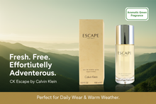 Load image into Gallery viewer, Escape for Men by Calvin Klein EDT – 3.3 oz/100ml - Fresh. Free. Effortlessly Adventurous.
