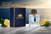 Load image into Gallery viewer, Dolce &amp; Gabbana K 1.6oz/50ml EDT Spray - Fresh. Regal. Effortlessly Charismatic.
