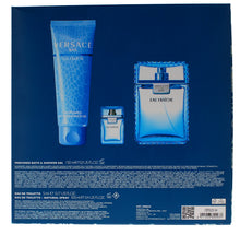 Load image into Gallery viewer, Set Versace Eau Fraiche 3pc: 3.4oz EDT, 5oz Shower Gel &amp; 5ml mini - Fresh. Refined. Effortlessly Masculine.
