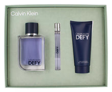 Load image into Gallery viewer, CK Defy 3pc Gift Set: 3.3oz EDT Spy, 3.3oz SG, &amp; 10ml - Bold. Energetic. Modern Masculinity.

